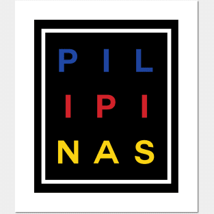 Pilipinas Boxed (Flag Color White) Posters and Art